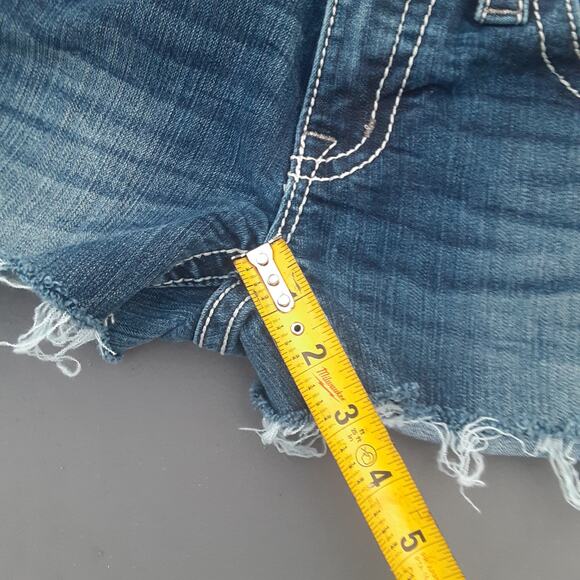 Miss Me Womens Denim Cut Off Shorts Embellished Sequin Stones Size 27 Western - Picture 14 of 14